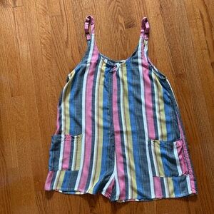 RVCA Pink and Blue Striped Jumpsuit